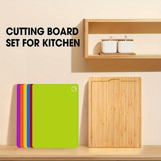 1Set Bamboo Cutting Boards For Kitchen, Cheese Platter For Meat, Cheese, Bread, Vegetables, Fruits Perfect Kitchen Gadget For Home, Dormitory, Gifts For Family And Friends