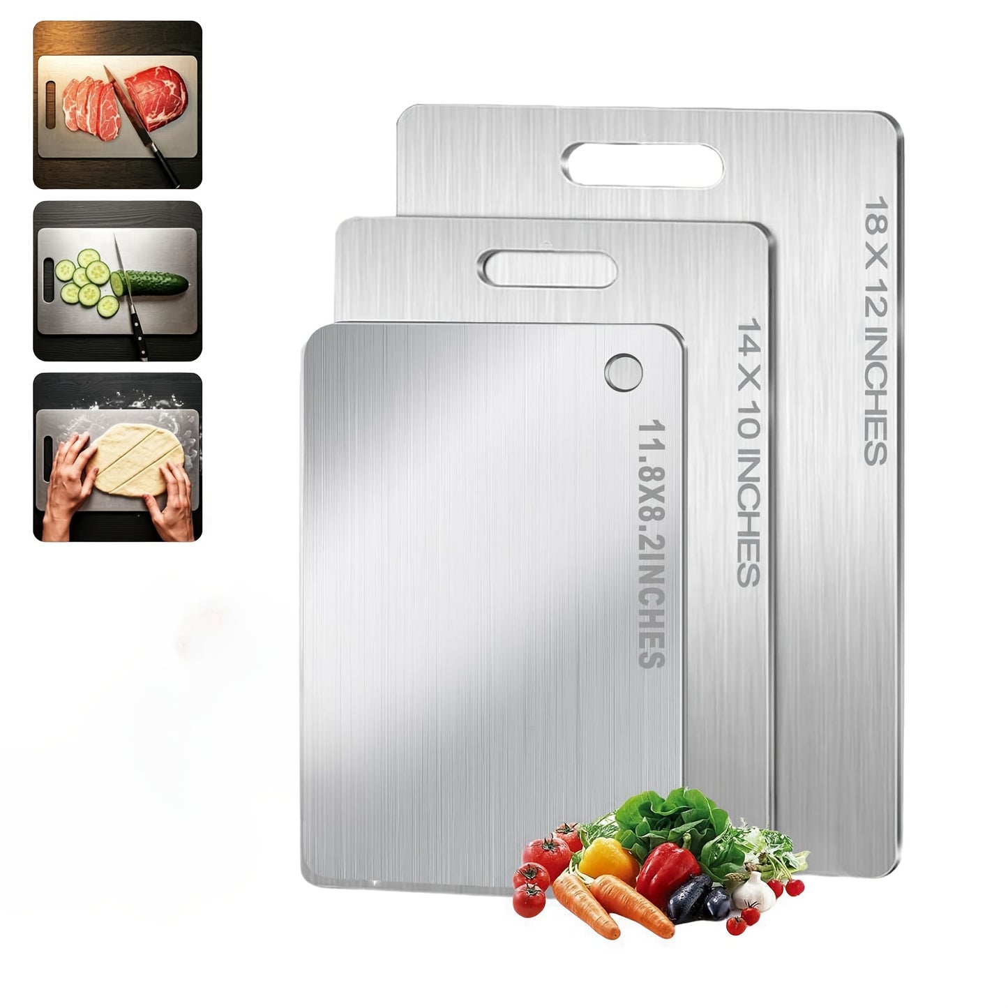 Pure Titanium Cutting Board 2025 New Upgrade 100% Pure Titanium Cutting Boards Set Of 3, Double Sided Durable Metal Cutting Board, Large\u002FMedium\u002FSmall Titanium Cutting Board For Kitchen