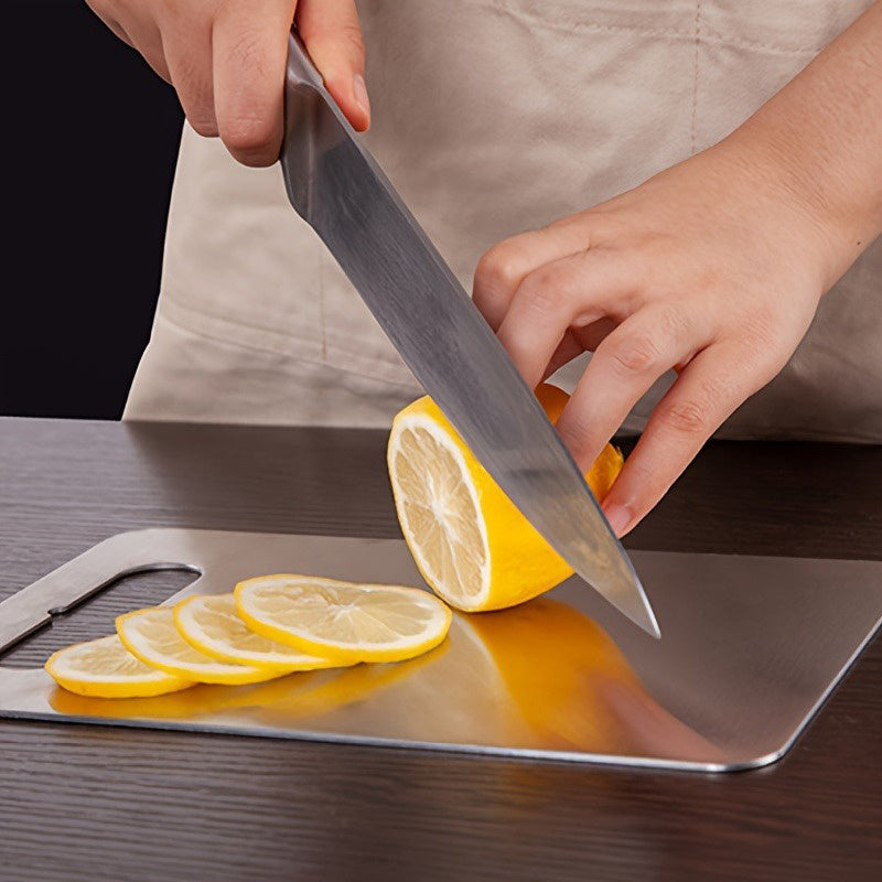 Stainless Steel Cutting Board Set of 3 - Dual-Sided Metal Chopping Boards for Kitchen, Portable Design for Meat, Vegetables, Bread & More