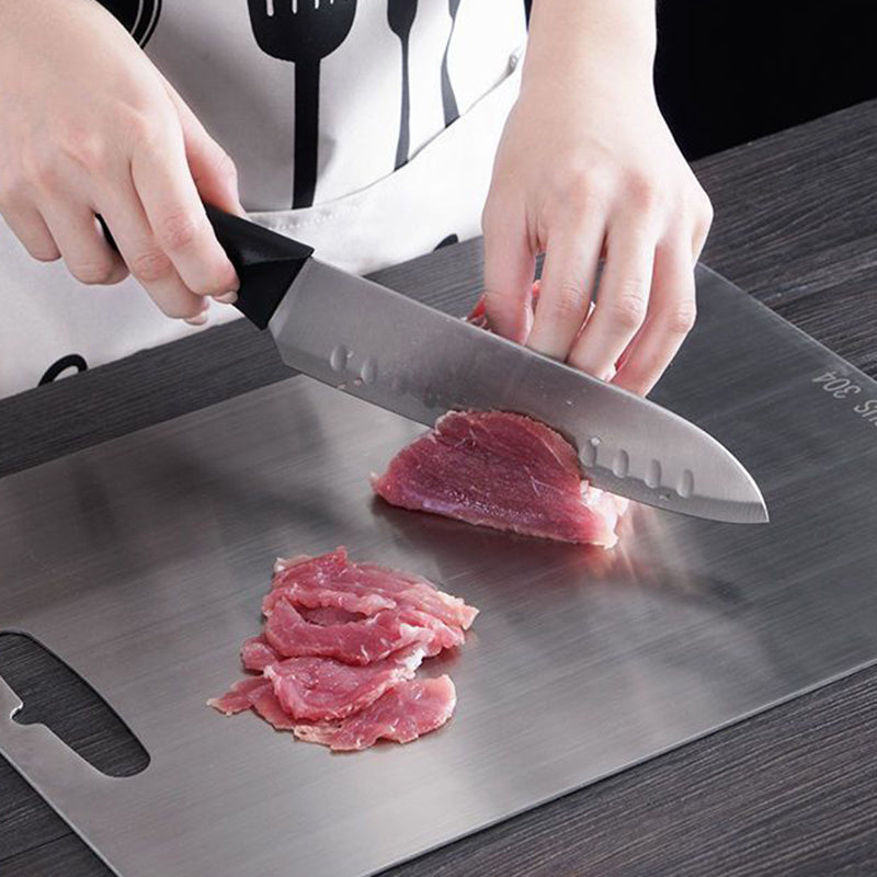 Stainless Steel Cutting Board Set of 3 - Dual-Sided Metal Chopping Boards for Kitchen, Portable Design for Meat, Vegetables, Bread & More