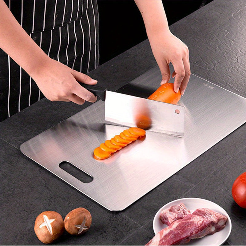 Stainless Steel Cutting Board Set of 3 - Dual-Sided Metal Chopping Boards for Kitchen, Portable Design for Meat, Vegetables, Bread & More