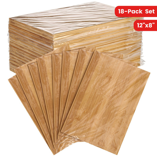 Bamboo | Multipurpose Outus 18-Pack | Large Bamboo Cutting Boards Set, Multipurpose Chopping Boards for Kitchen, Meat, Cheese, Bread, Vegetables, Non-Electric, Durable Wooden Serving Planks