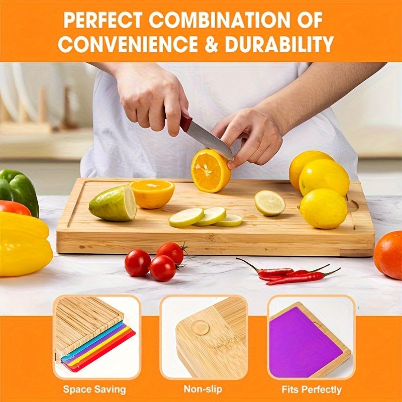 1Set Bamboo Cutting Boards For Kitchen, Cheese Platter For Meat, Cheese, Bread, Vegetables, Fruits Perfect Kitchen Gadget For Home, Dormitory, Gifts For Family And Friends
