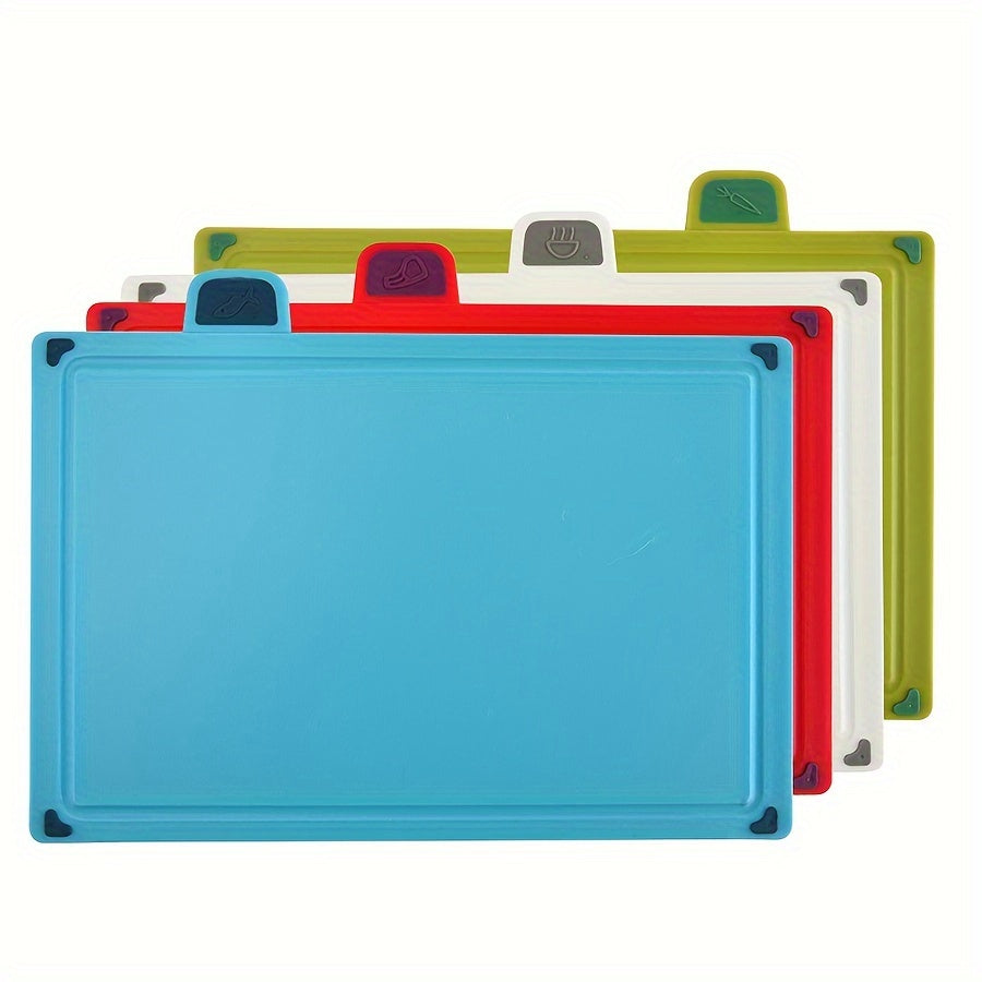 Plastic Kitchen Cutting Board Stand 4pcs Four-color Classification Kitchen Multi-purpose Plastic Cutting Board Set with Stand, Dishwasher Safe And Durable, Suitable for Kitchen Cutting Boards, Fruits, Vegetables And Meat.