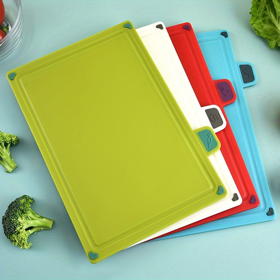 Plastic Kitchen Cutting Board Stand 4pcs Four-color Classification Kitchen Multi-purpose Plastic Cutting Board Set with Stand, Dishwasher Safe And Durable, Suitable for Kitchen Cutting Boards, Fruits, Vegetables And Meat.