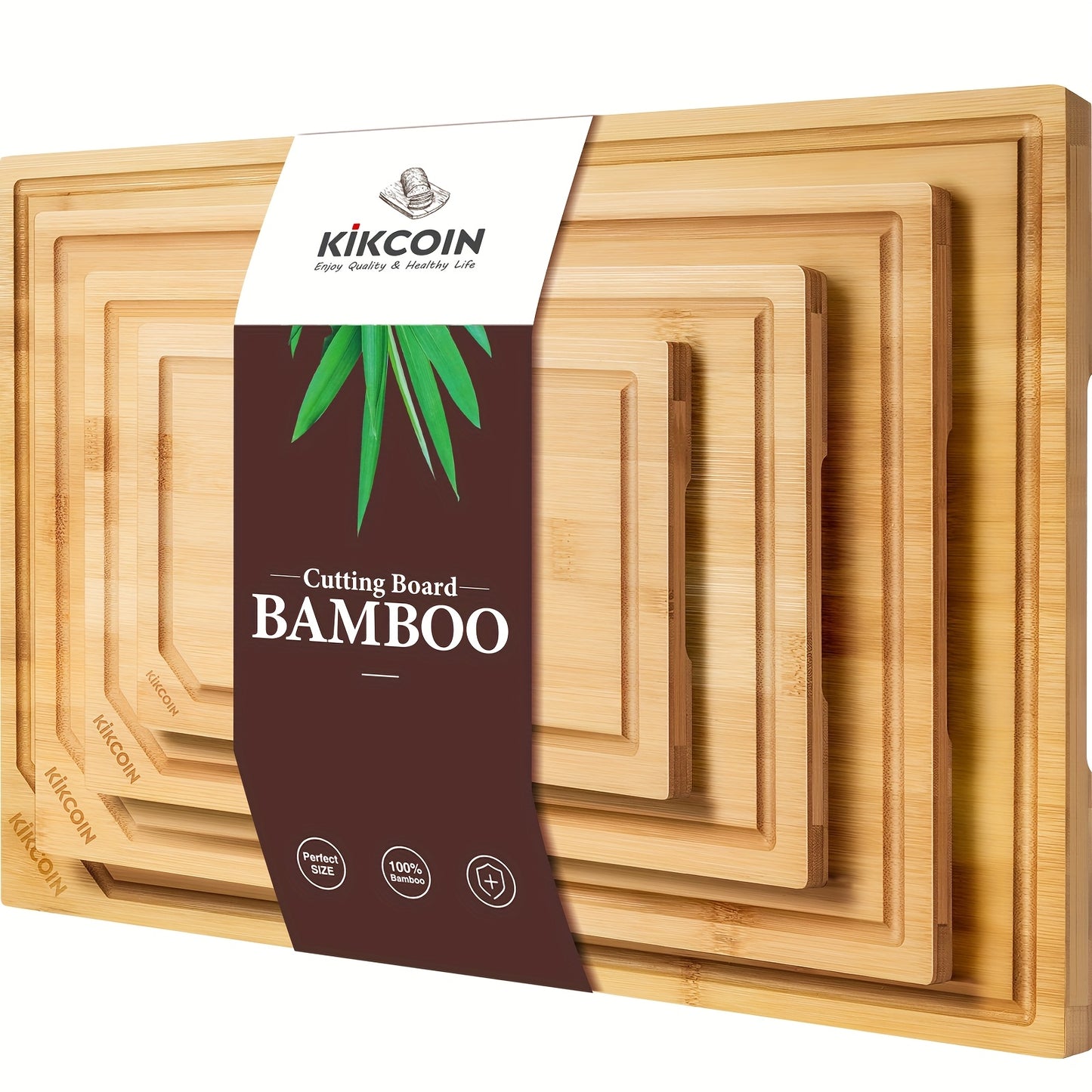 4pcs Extra Large Kitchen Bamboo Cutting Board Set, Heavy Duty Cutting Board with Juice Grooves, Bamboo Cutting Board Set for Meat, Vegetables, Fruits.Gift for Mother's Day. Easter. Ramadan. Memorial Day. Family And Friends. Essential Kitchen Tools.
