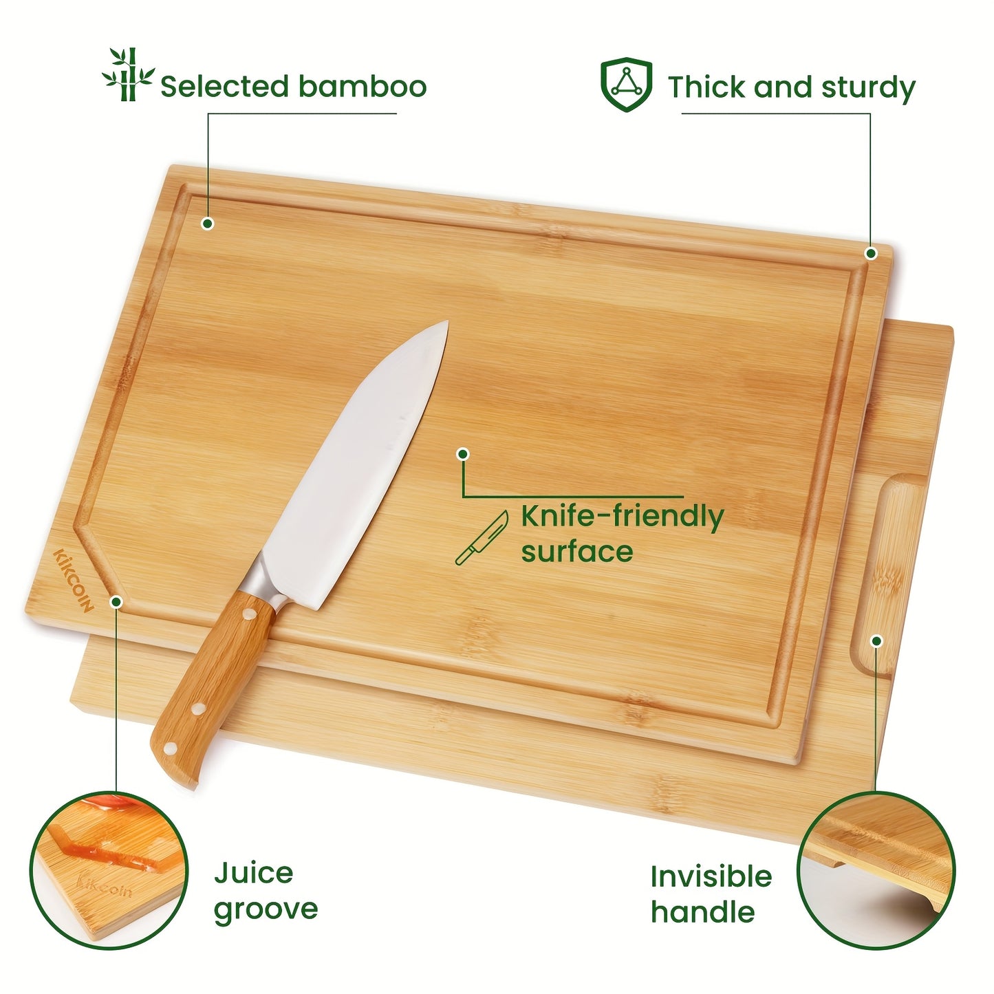 4pcs Extra Large Kitchen Bamboo Cutting Board Set, Heavy Duty Cutting Board with Juice Grooves, Bamboo Cutting Board Set for Meat, Vegetables, Fruits.Gift for Mother's Day. Easter. Ramadan. Memorial Day. Family And Friends. Essential Kitchen Tools.